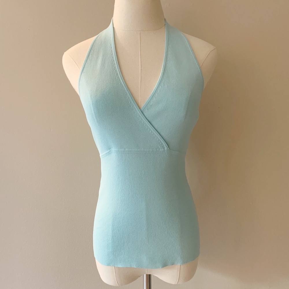 Ann Taylor Tiffany Blue Knit Halter Top - Picture 1 of 7